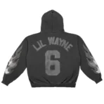 Black Lil Wayne N.O. Black Flames Hoodie Back