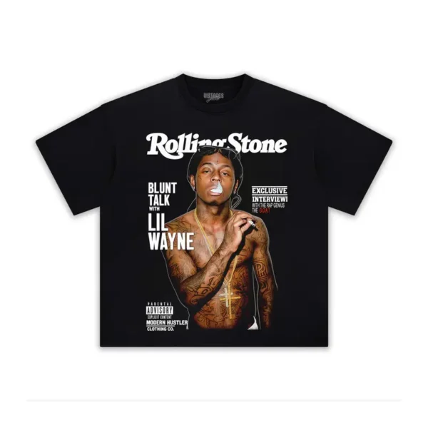 Black Lil Wayne x Rolling Stone Short Sleeve Tee