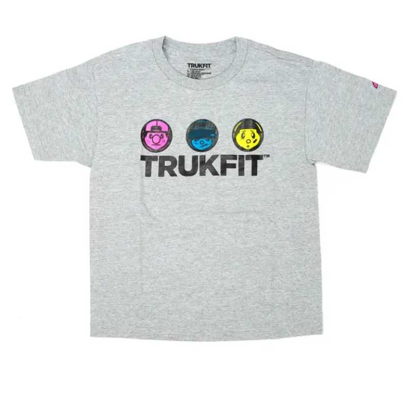 Heather-Grey-Trukfit-Boys-3-Times-T-Shirt-Trukfit.webp Heather Grey Trukfit 3 Times Cartoon T-Shirt - Image 1