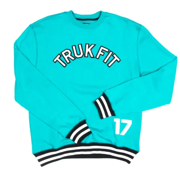 Teal Blue Truckfit Crew Neck Long Sleeve