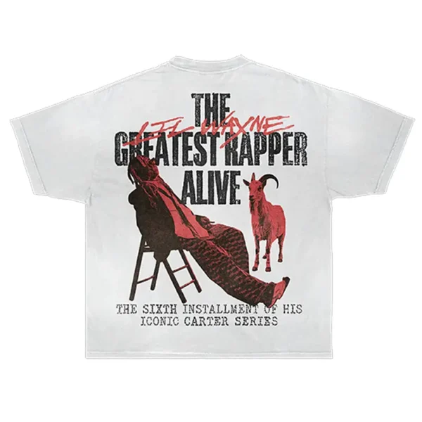 White Lil Wayne The Greatest Rapper Alive T-shirt Back