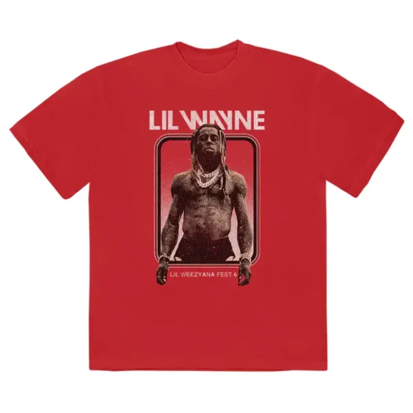 Red LIL WEEZYANA Fest 6 T-shirt