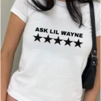 White Ask Lil Wayne Crop Top Shirt View